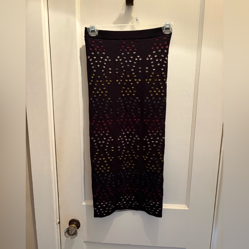 Alice + Olivia Black and Multicolor Midi Skirt